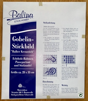 Stickbild GOBELIN Holzrahmen 28x33cm Vogelpaar Selbersticken NEU Bild 9
