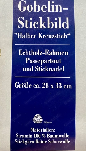 Stickbild GOBELIN Holzrahmen 28x33cm Vogelpaar Selbersticken NEU Bild 4
