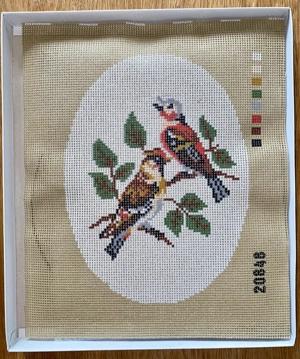 Stickbild GOBELIN Holzrahmen 28x33cm Vogelpaar Selbersticken NEU Bild 6