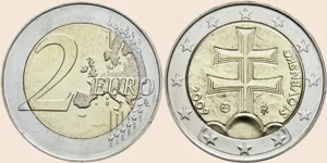 2 Euro Münze, Slowakei Doppelkreuz, Selten