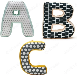 Kids Concept   ABC Buchstaben-Set, 3 Stück, Baumwollstoff, 25 cm