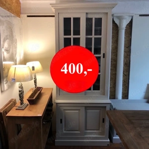 Landhausvitrine Glasschrank cremegrau Vitrinenschrank B 100 cm T 50 H 227 cm STARK REDUZIERT 