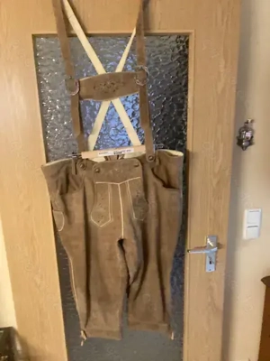 Kniebundlederhose mit Träger