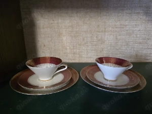 2 Sammelgedecke Tassen Gold Rot Beige Bild 2