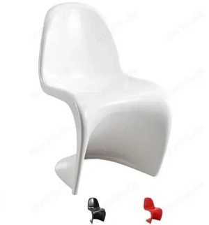 Stuhl im Panton-Stil, weiß schwarz, glänzend