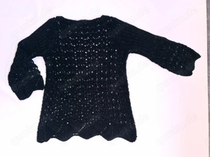 Lochmuster Pulli Pullover Gr. 36 38 schwarz mit Trompetenärmeln