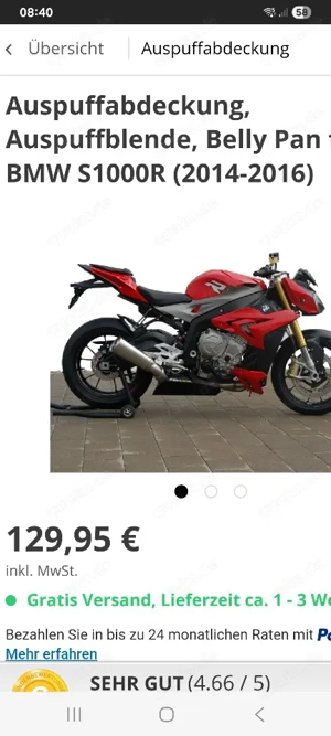 BMW S 1000R Auspuffblende,  Unterfahrschutz  motorrad