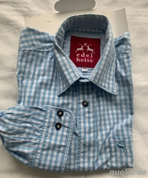 Herren Trachtenhemd blau-kariert Bild 2