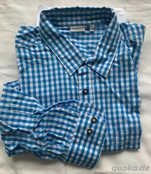 Herren Trachtenhemd blau-kariert Bild 3