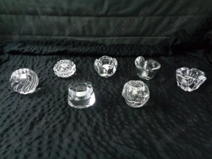 Glas-Kristall-Teelichter-Sammlung, 7 Stück