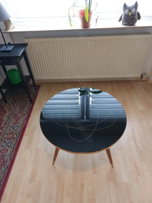 Original Nierentisch RUND 50er Jahre mit Glasplatte und Ablagefläche - Einzigartig!