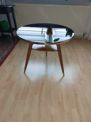 Original Nierentisch RUND 50er Jahre mit Glasplatte und Ablagefläche - Einzigartig! Bild 2