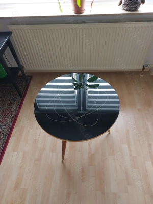 Original Nierentisch RUND 50er Jahre mit Glasplatte und Ablagefläche - Einzigartig! Bild 3