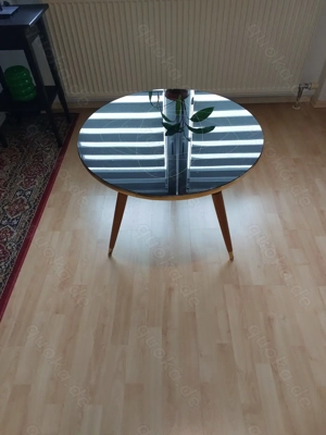 Original Nierentisch RUND 50er Jahre mit Glasplatte und Ablagefläche - Einzigartig! Bild 4