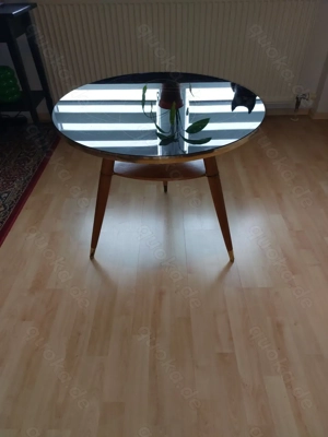 Original Nierentisch RUND 50er Jahre mit Glasplatte und Ablagefläche - Einzigartig! Bild 5