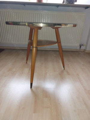 Original Nierentisch RUND 50er Jahre mit Glasplatte und Ablagefläche - Einzigartig! Bild 6