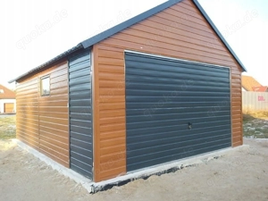 Blechgarage 4,5x6 m Garage Gartenhaus Carport Fertiggarage Doppelgarage Holzoptik Satteldach