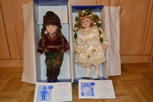 Porzellan Puppen 2 x Sammlerpuppen m. Zertifikate Crown "Königskinder" a. Bisquit ""Seltenheit""