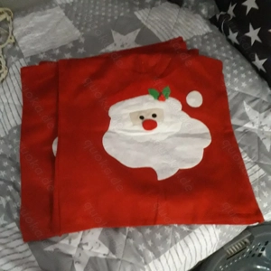 Weihnachts-Stuhlhusse mit Nikolauskopf Filz rot  