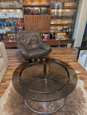 Couchtisch Chrom Rauchglas 60er 70er