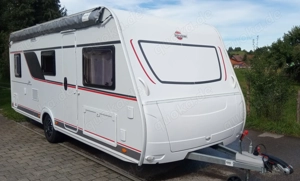 Wohnwagen Bürstner Premio 530 TK mit Stockbett und Herzog Vorzelt