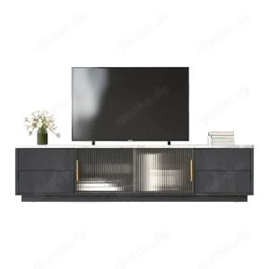 TV Board 160cm Grau   Lowboard mit Marmoroptik & Schubladen