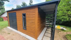 Gartenhaus 6x3 m Garage Blechgarage Carport Fertiggarage Doppelgarage Holzoptik Schuppen