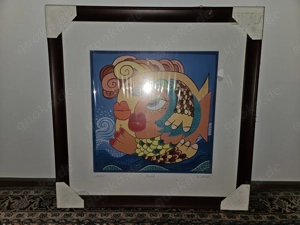 Neu! Handsigniertes Kunstwerk von Petra Peschke AMOR Bild mit Rahmen TOP!