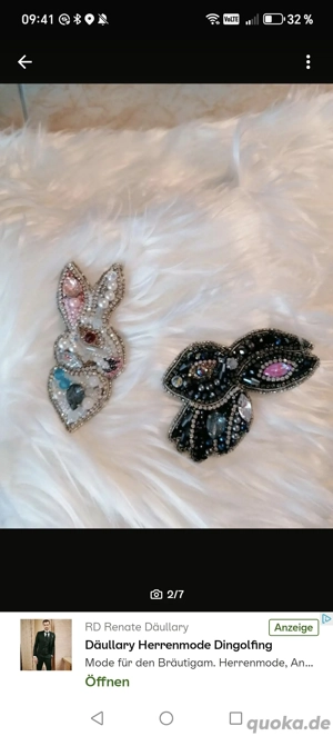 Brosche, Handarbeit, Swarovski, neu, Ostern, Hasen