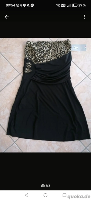Kleid, Mini, schwarz, Gold, neu
