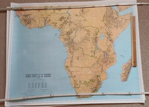 Afrika-Fans! Wandkarte Landkarte Afrika südl. der Sahara VINTAGE