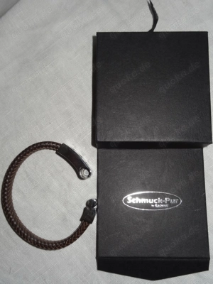 V Cadenis Armband Herren Leder braun Edelstahl Gravur J&F Edelstahl Steckverschluß ungetragen