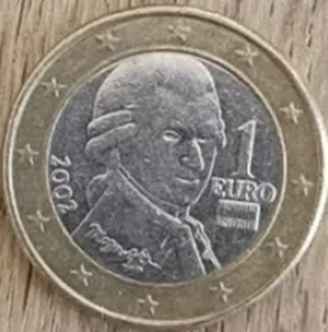 1 Euro Münze, Österreich, Mozart 2002