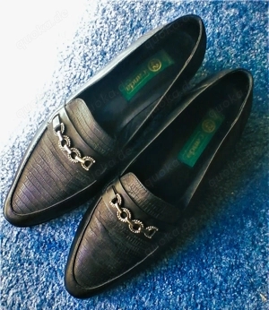 Halbschuhe   Damenschuhe   Canda   Schwarz   Leder   EU Gr. 42   Absatz ca. 3 cm   neuwertig   unget