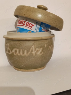 Bautzner Senftopf grün Keramik  incl. Bautzner Becher