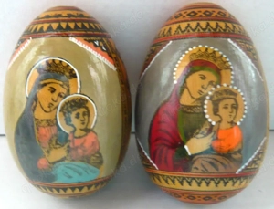 Holzeier mit kunstvoller religiöser Malerei Ikonen TOP