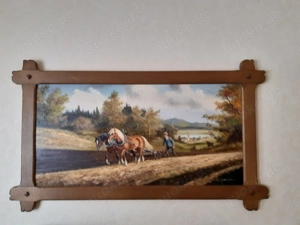 Ölgemälde Pflügender Bauer