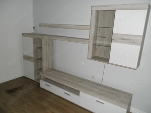 Wohnwand, Holzdecor   Weiss, 5 teilig, B ges. 300 cm