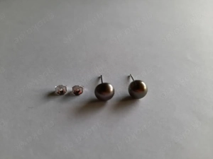 Schmuck: Dunkelgraue Perlenohrringe mit echter Perle  