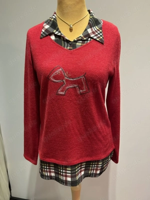NEU- Pullover mit Karomuster & niedlichem Hundemotiv
