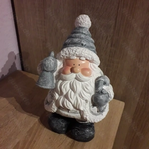 Weihnachtsmann mit Glocke grau-weiss  