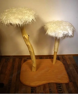 Katzen-Kratzbaum, Buche, zerlegbar, 2 Höhen, echtes Fell & Siskalwicklung