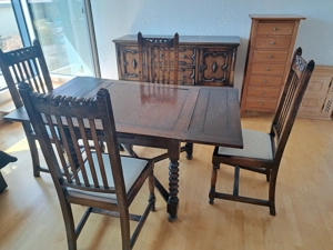 Tisch (ausziehbar) mit 4 Stühlen - antik- ca. 1890 1900 Eiche 