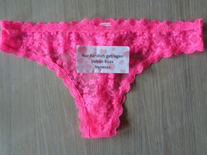 Leicht durchsichtiger spitzen Tanga getragen für dich ! Getragene Slips Unterwäsche !
