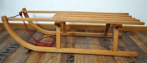 Rodelschlitten, Massivholz, Metallkufen