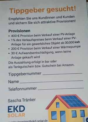 Verdienen Sie Geld als Tippgeber für PV-Anlagen & Wärmepumpen!