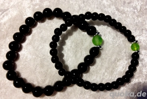 Schwarzer Turmalin und Moldavit Armband, Schutz und positive Energien