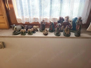 Krippenfiguren, Maria, Josef, Kind, 3 Könige, Schafe, Stiere, Kamel mit Hirte, nur Figuren 13 Teile