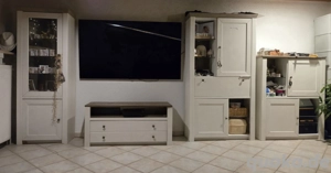 Wohnzimmer Schränke Wohnwand Set Einrichtung weiss taupe massiv