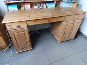 Schreibtisch , Kiefer massiv Natur mit Schubladen und Schränken